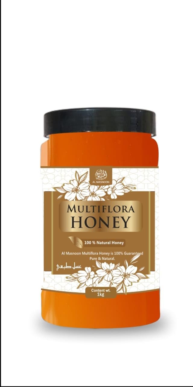 AL MASNOON Multiflora Honey 1kg / Pure & Natural Raw Honey | Sourced from Multiple Flower Nectars | Immunity Booster & Natural Sweetener | Unprocessed, No Preservatives | Pack of 1
