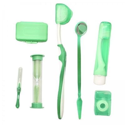 CALANDIS 2x8 Kit Orthodontic Set Oral Care Cleaning Protective Wax Brush Floss Green | Other Health Care Supplies | Health Care