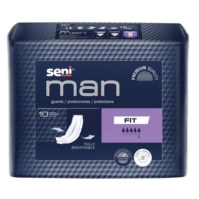 Seni Man Bladder Control Guards Fit Pads - 10 Pieces | High Absorbency, Breathable, Leak-Proof Incontinence Protection & Comfort