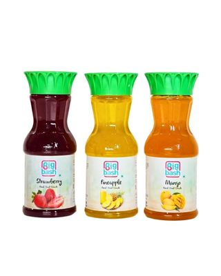 Big bash Real Fruit Pineapple, Mango & Strawberry Crush Concentrated | Gluten free | 100% Vegan & Low fat |A perfect drink for house parties -(250ml each) Total - 750 ml