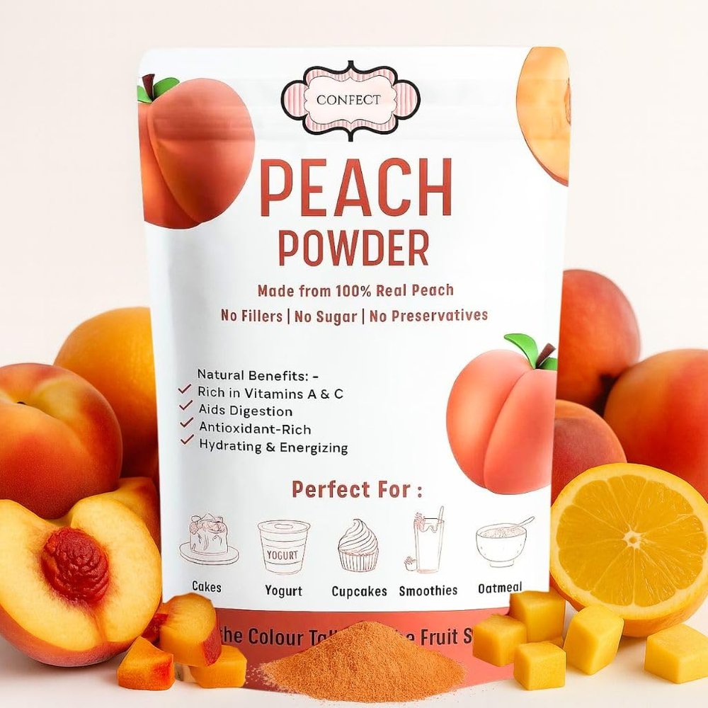 Confect Peach Fruit Powder | Pure & Natural Fruit Powder for Smoothies, Baking, Beverages, Juices, Tea & DIY Recipes | Vegan, Gluten-Free, No Added Sugar  150 Gms