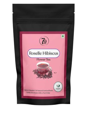 79 Degree Roselle Hibiscus Tea | Caffeine-Free Herbal Tisane Rich in Antioxidants & Vitamin C | Tart & Refreshing Herbal Infusion for Skin Glow (100 Gm, Hibiscus)