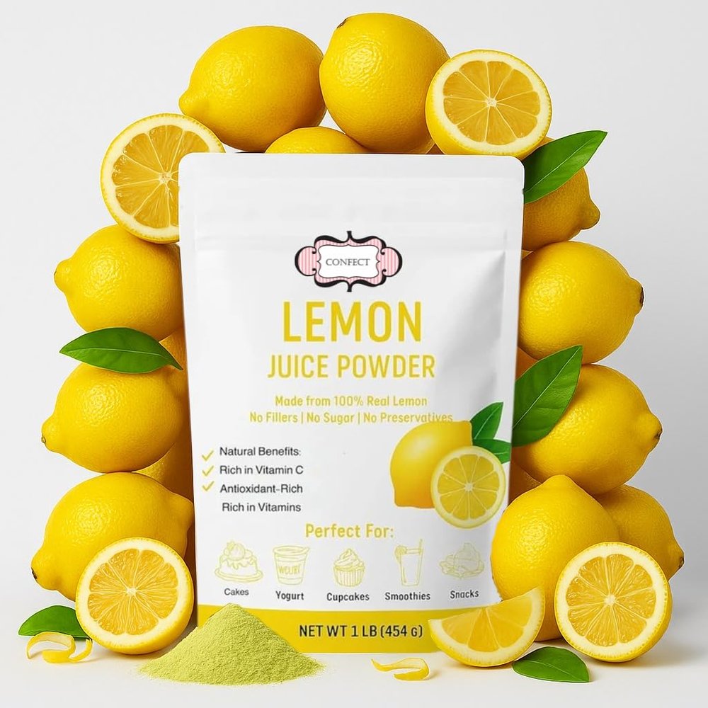 Confect Lemon Juice Powder | Pure & Natural Fruit Powder for Smoothies, Baking, Beverages, Juices, Tea & DIY Recipes | Vegan, Gluten-Free, No Added Sugar  200 Gms