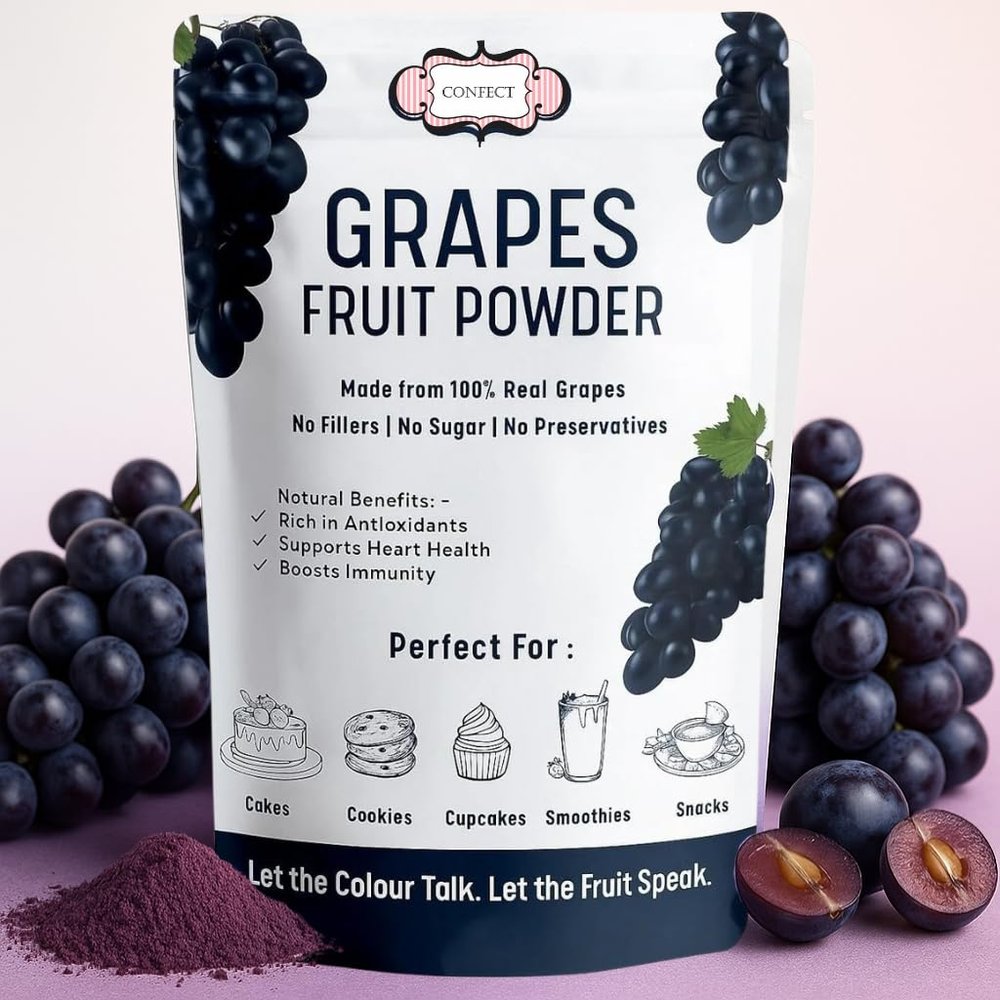 Confect Grapes Fruit Powder | Pure & Natural Fruit Powder for Smoothies, Baking, Beverages, Juices, Tea & DIY Recipes | Vegan, Gluten-Free, No Added Sugar 100 Gms