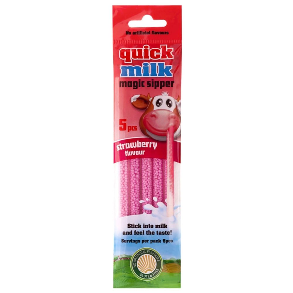 Dryfruit mart Quicks Milk Magic Sipper Strawberry Flavours, Gluten Free, 5Pcs 30g (Imported Hungary)