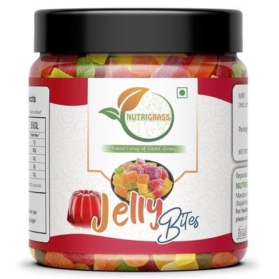 NUTRIGRASS Sugar Coated Jelly Candy 1 kg | Mix Fruits Jelly/Juicy Jellies | Colourful Jelly Candy | Mixed Fruit Jellies Chocolate [ Jar Pack ]