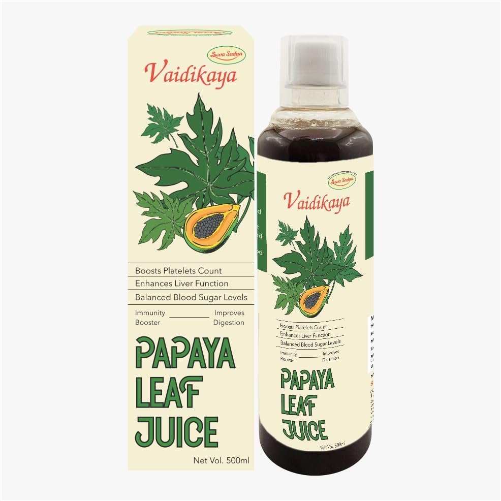 Seva Sadan Papaya Leaf Juice 500 ml | Natural Herbal Juice for Wellness & Immunity Support | No Added Sugar or Preservatives