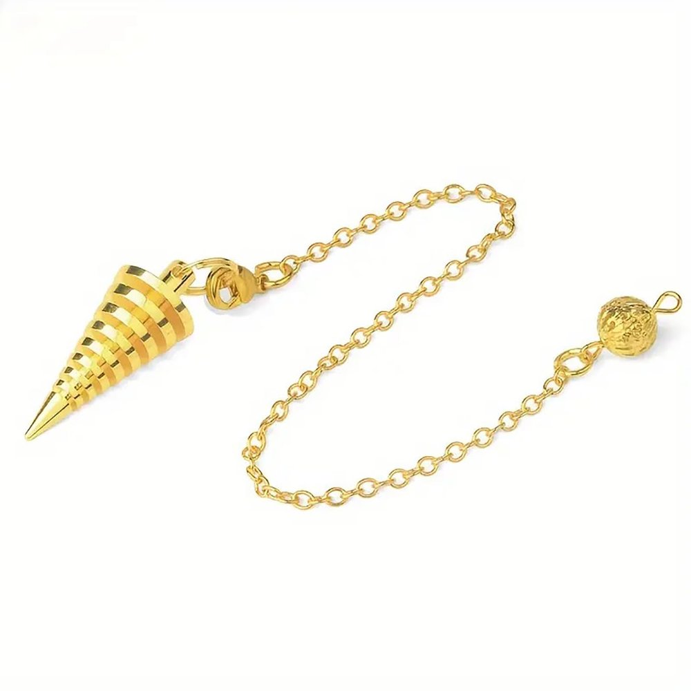 EDMIRIA Twisted Cone Metal Pendulum Dowsing & Divination Tool for Chakra Healing, Reiki & Energy Work (Gold)