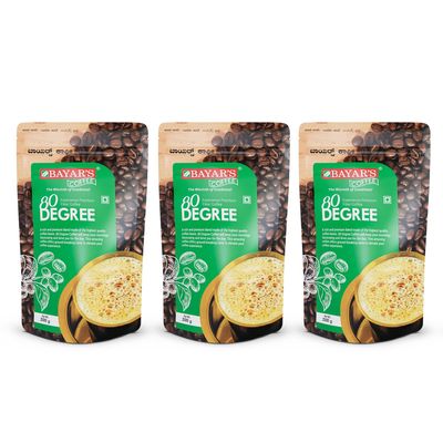 Bayar's Coffee 80 Degree Filter Coffee Powder 200g | Bold South Indian Blend with 80% Coffee & 20% Chicory |Strong Decoction & Rich Aroma | Freshly Roasted & Ground for Every Cup - Pack of 3