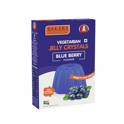 BAKERS Jelly Crystals | Blueberry Flavour | 100% Vegetarian | Easy to Make | Instant tasty dessert | Authentic Flavors Pack of 3 (90 gm x 3)