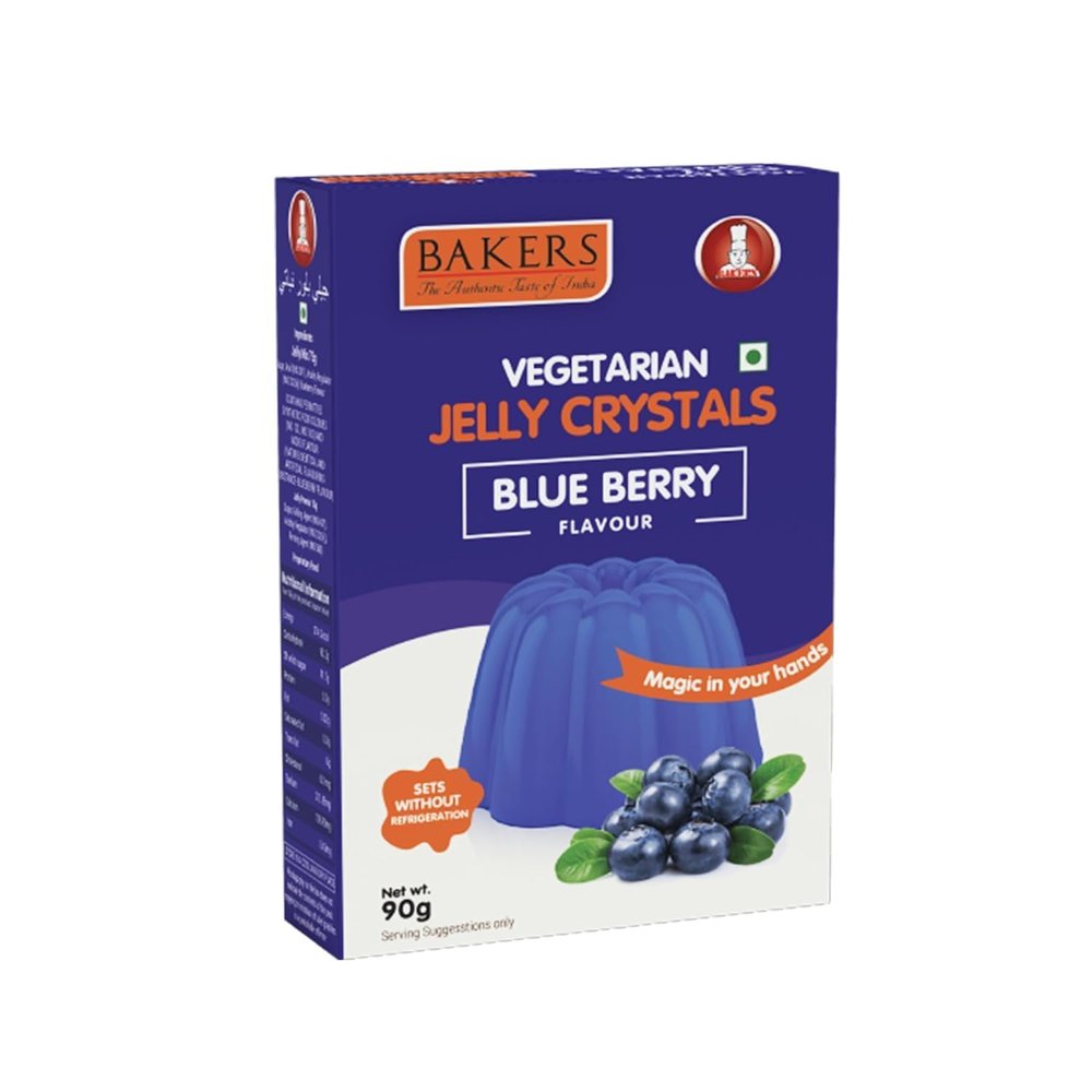 BAKERS Jelly Crystals | Blueberry Flavour | 100% Vegetarian | Easy to Make | Instant tasty dessert | Authentic Flavors Pack of 3 (90 gm x 3)