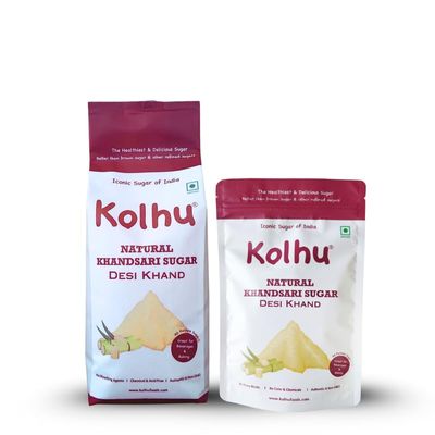 Kolhu Natural Khandsari Sugar, Desi Khand 1.5Kg (1Kg+500g)