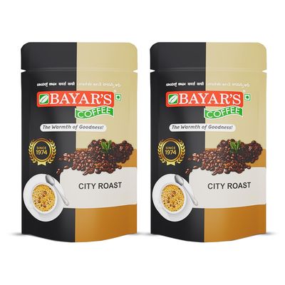 Bayar's Coffee City Roast Filter Coffee Powder 500g | Authentic South Indian Blend with 70% Coffee & 30% Chicory | Freshly Roasted & Ground for Rich Aroma & Taste - Pack of 2