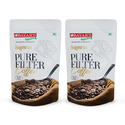 Bayar's Coffee Samrat Filter Coffee Powder 250g | Authentic South Indian Blend with 100% Coffee Without Chicory | Freshly Roasted for Rich Aroma & Taste - Pack of 2