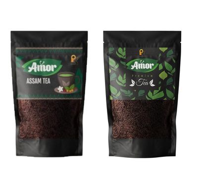 AMOR Premium Assam Tea & Premium Tea | Strong & Bold CTC Leaf Tea | Rich Aroma & Bold Taste | Ideal for Milk Chai & Masala Tea | Resealable Pouch (Each_100g)