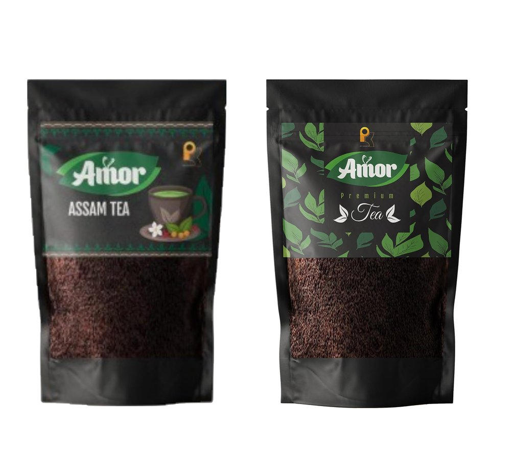 AMOR Premium Assam Tea & Premium Tea | Strong & Bold CTC Leaf Tea | Rich Aroma & Bold Taste | Ideal for Milk Chai & Masala Tea | Resealable Pouch (Each_100g)
