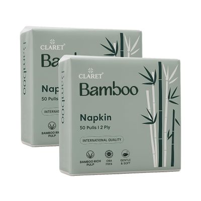 Claret Bamboo Napkin | 2-Ply | 50 Pulls | Bamboo Rich Pulp | OBA Free | Gentle & Soft (Pack Of 2)