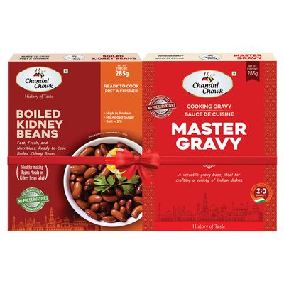 Chandni Chowk Ready to Cook Master Gravy & Boiled Kidney Beans Combo | Just Heat and Serve | Authentic Ready with Traditional Flavor | No Preservatives Or Artificial Colors | Combo 570 gm Pack of 2
