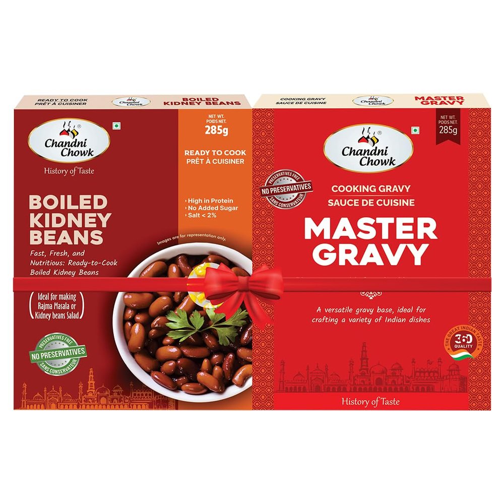 Chandni Chowk Ready to Cook Master Gravy & Boiled Kidney Beans Combo | Just Heat and Serve | Authentic Ready with Traditional Flavor | No Preservatives Or Artificial Colors | Combo 570 gm Pack of 2