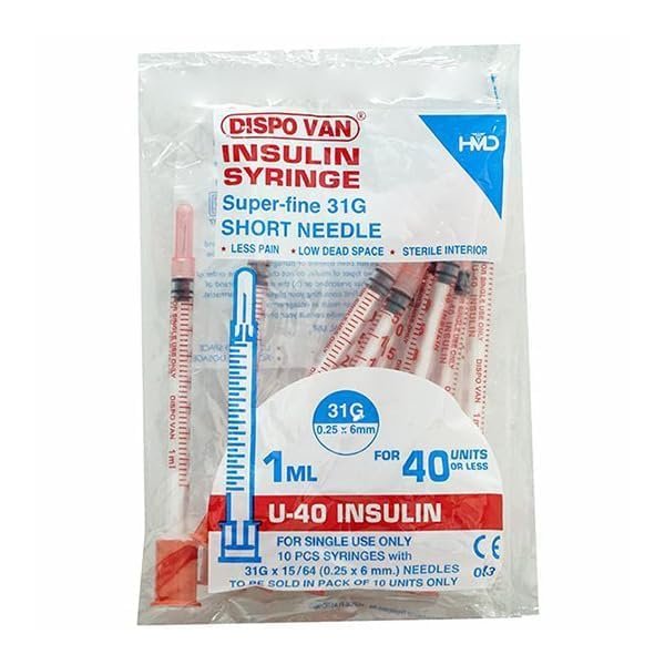 1Ml Single Use Insulin Syringe With Needle(Multicolor)(100 Pcs)
