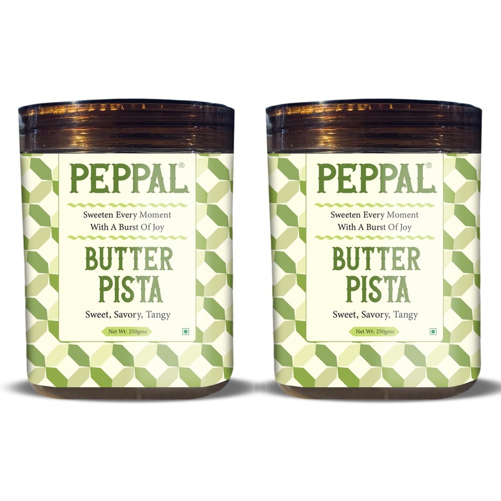 PEPPAL Butter Pista Sweet and Savory Spread 250 grams Cookies Biscuit (2 x 250 g)