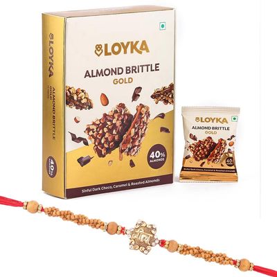 Loyka Almond Brittle Gold with Veera Rakhi for Brother | Raksha Bandhan Gift Hamper for Brother | 3