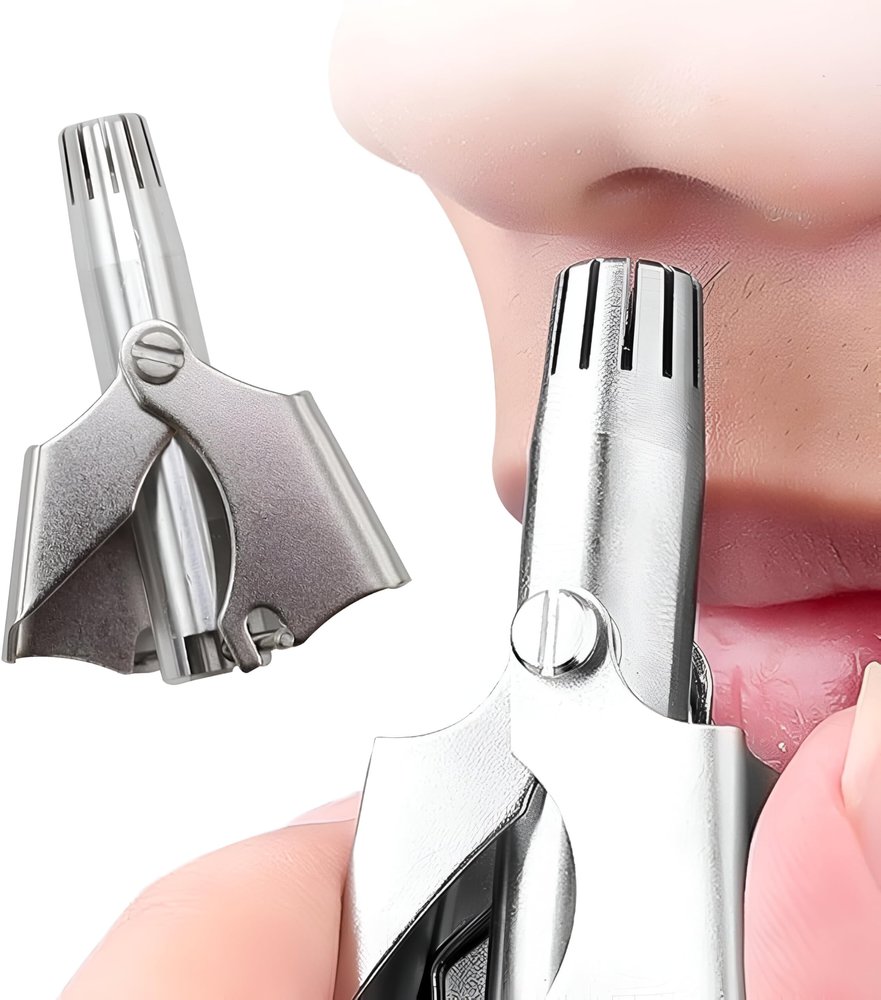 Dustex Manual Nose Hair Trimmer Painless Nose Hair Remover For Men Nasal Hair Trimmer For Women Easy to Use Nasal Hair Cutter NPortable Nasal Trimmer - Stainless Steel (01)