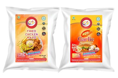 Am 2 Pm - Fried Chicken Mayo + Hot Garlic Mayo | 100% Vegetarian Multipurpose Creamy, Salty & Spicy Delicious Sauce For Burger, Wraps & Rolls (1 Kg Each)