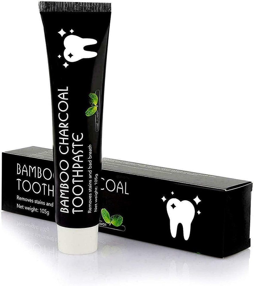 Activated Charcoal Toothpaste  Natural Bamboo, Fluoride-Free, Gentle Whitening for Sensitive Teeth, Fresh Mint Flavor, Vegan Friendly