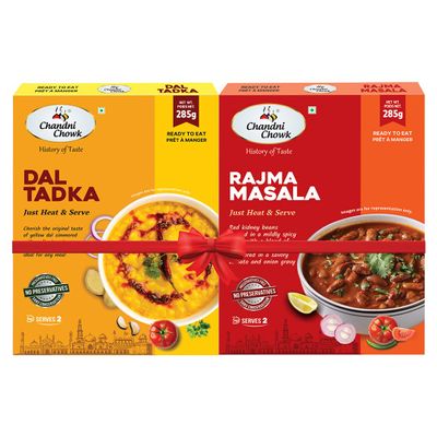 Chandni Chowk Ready to Dal Tadka & Rajma Masala Combo | Just Heat and Serve | Authentic Ready with Traditional Flavor | No Preservatives Or Artificial Colors | Combo 570 gm Pack of 2