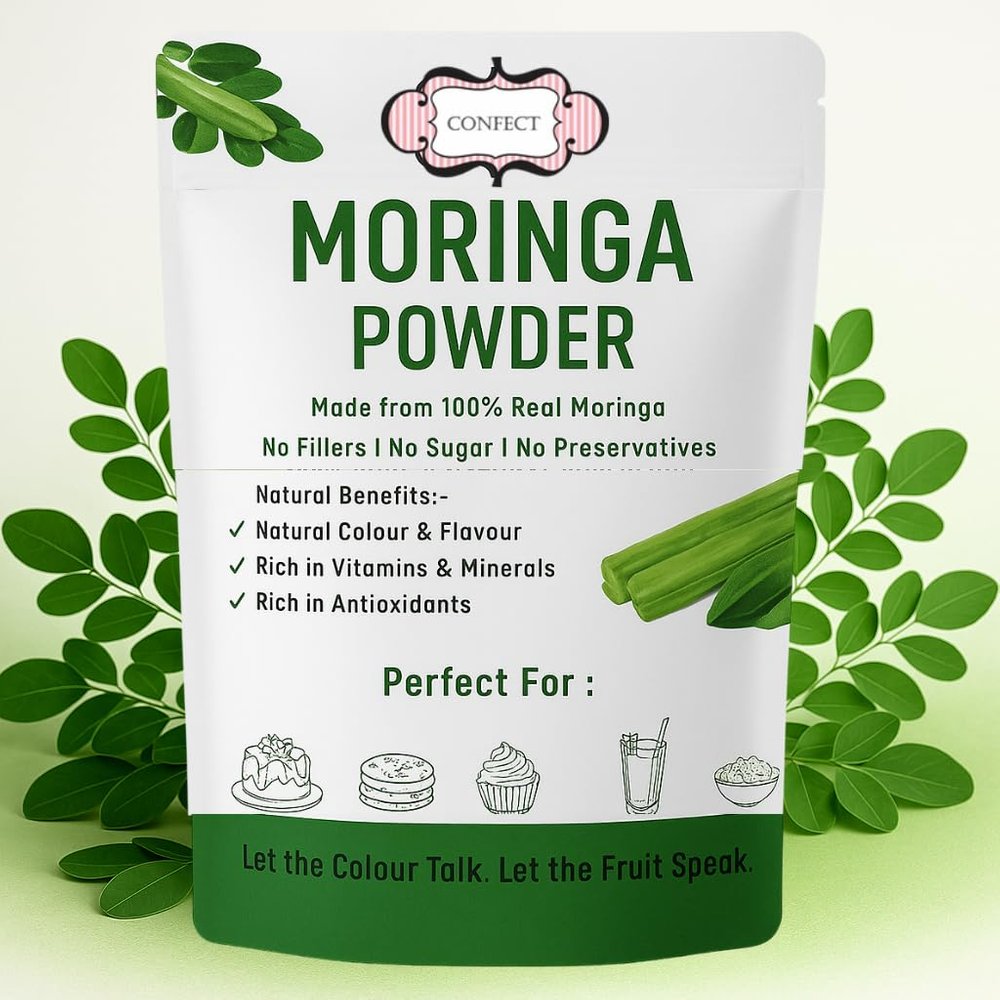 Confect Moringa Leaf Powder | 100% Pure & Natural Green Powder for Smoothies, Tea, Juices & Cooking | Vegan, Gluten-Free, No Additives, Non-GMO 200 Gms