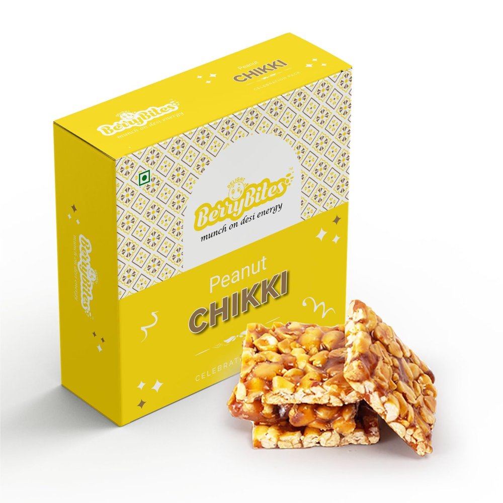 Delight Berrybites Peanut Chikki | Groundnut chikki Bar with Jaggery | No Preservatives or Colours | Gajak| Gazak | Quality Traditional Indian Sweet | Pack of 800g