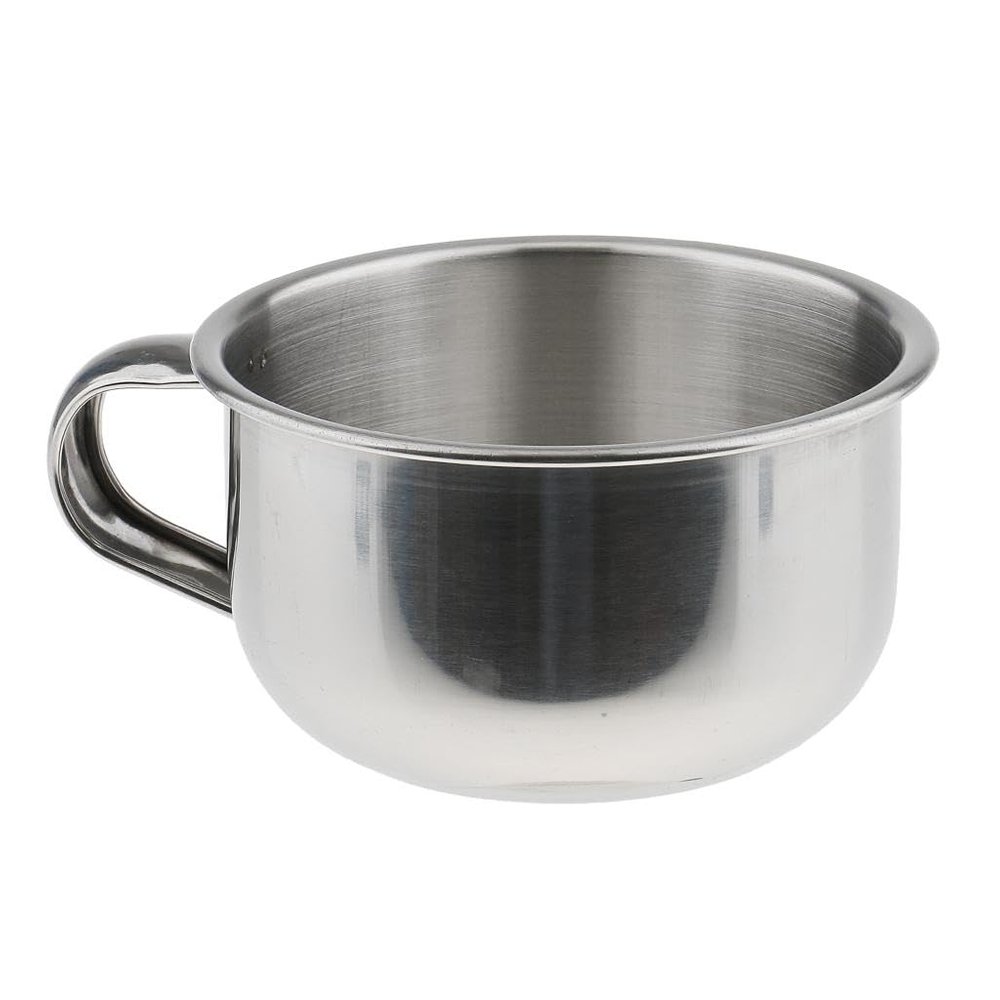 CALANDIS Stainless Steel Men's Shaving Mug Bowl Men Barber Beard Soap Mug Cup + Handle for Shave Brush | Shaving Brushes & Mugs