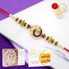 Ghasitaram Gifts Jaiccha Rakhi for Brother Rakhis Online - Bu-43 Premium Rakhi with 200 gms of Besan Barfi and 200 gms of Kaju Katli view 1