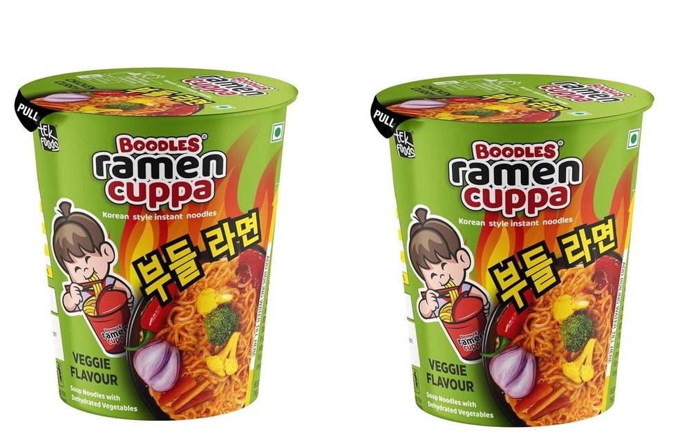 BOODLES Ramen Cuppa Noodles Vegie Flavour | Quick and Easy Snack Or Meal | Soft and Slurpy Texture with Rich Flavor (60 Gram Each_Pack of 2)