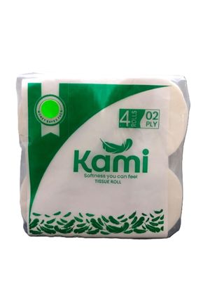 Kami Toilet Paper Roll 4 Rolls Pack | 2 Ply, 100mm x 100mm | 255 Sheets per Roll | Total 2040 Sheets | Soft & Absorbent Bathroom Tissue | Family Hygiene Essentials