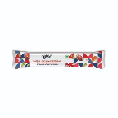 CREW Dates, Nuts and Seeds Bar, 27g, Pack of 24, No Added Sugar,No Added Salt,No Palm Oil
