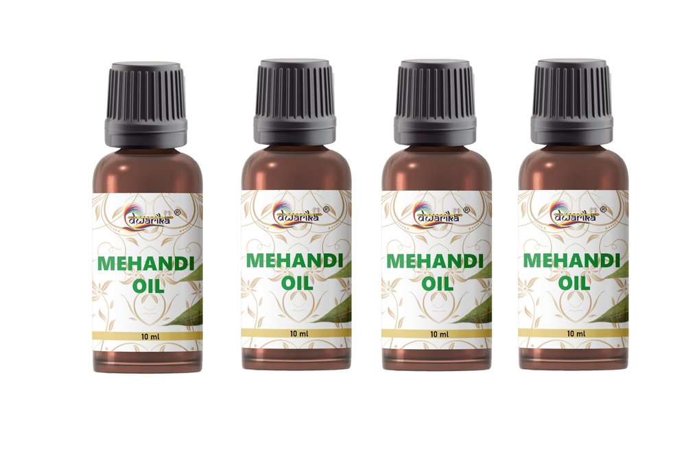 Dwarika, Pure Mehndi Nilgiri (Eucalyptus) Oil for Mehndi Cones | Mix Henna Mehendi Sadi Oil for Bridal & Cone Making | Natural Tea Tree Blend for Dark Color (Pack of 4)