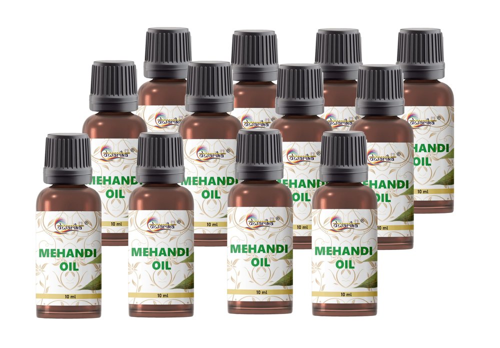 Dwarika, Pure Mehndi Nilgiri (Eucalyptus) Oil for Mehndi Cones | Mix Henna Mehendi Sadi Oil for Bridal & Cone Making | Natural Tea Tree Blend for Dark Color (Pack of 12)