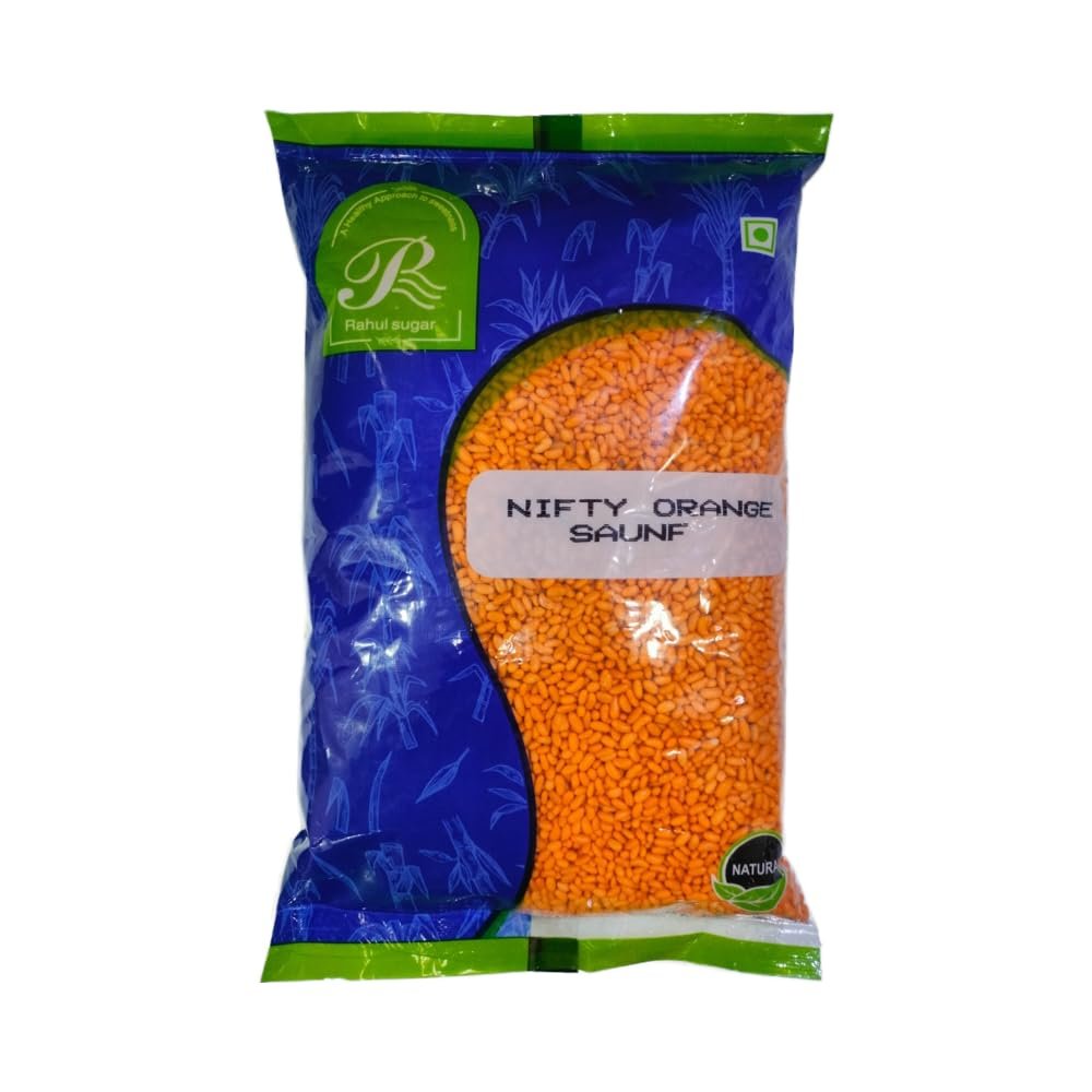 Rahul Sugar Nifty Orange Saunf (1Kg) Premium Sugar-Coated Fennel Seeds | Refreshing Mouth Freshener | Zesty Citrus Flavor Pack 1Kg