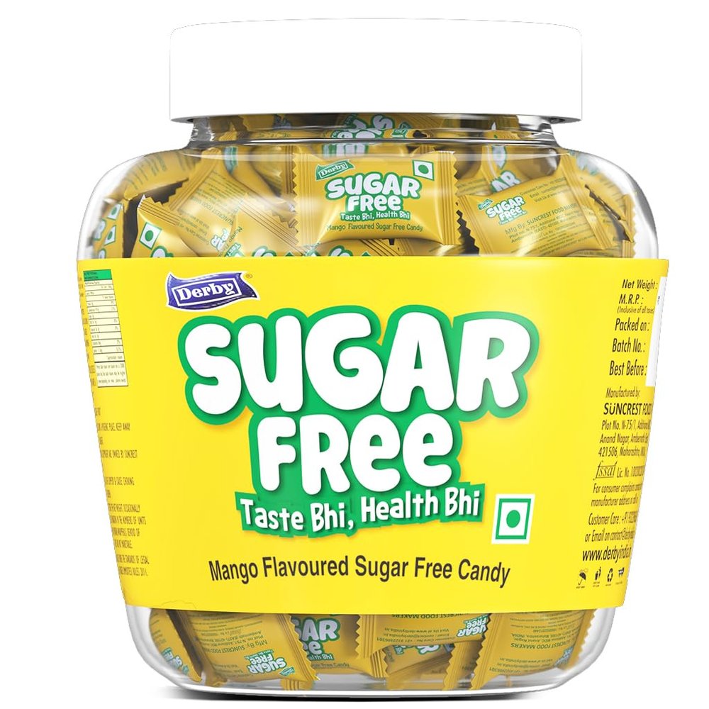 Derby Sugar-Free Mango Flavoured Candies, 330g, Pack of 115 Pieces