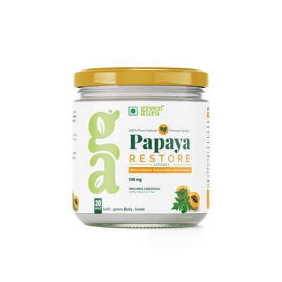 Green Aura Papaya Restore Capsules (30 Capsule) | 500mg Carica Papaya Leaf Extract | Natural Platelet Support, Immunity Booster & Post-Viral Recovery | Digestive & Liver Health Supplement