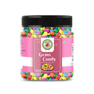 GITTO DRY FRUITS & MORE Gems Candy Party Pack | Colorful Chocolate Bites for Kids and Adults | Great for Snacking Gifting Celebrations | No Preservatives or Artificial Flavors 400gm