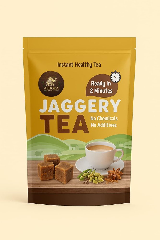 ASHOKA INFINITY Instant Ginger Jaggery Tea | Pack of 2 (300g Each) | 5 Flavours | No Chemicals or Additives | Ready in 2 Minutes | Natural & Healthy