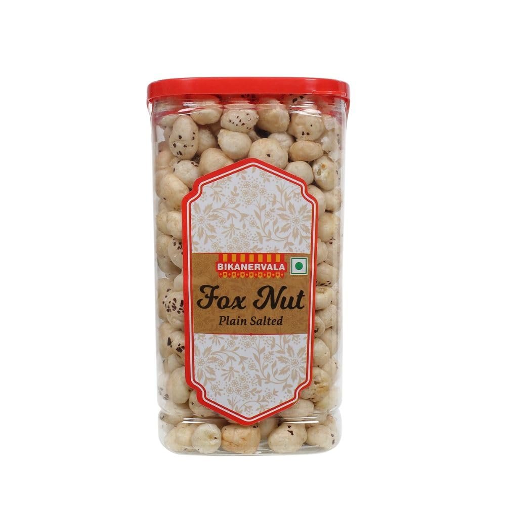 Bikanervala Fox Nut Plain Salted 80g Light & Crunchy Makhana Snack with Mild Salted Flavor | Healthy, Low-Calorie & 100% Natural Superfood | Gluten-Free, Protein-Rich & Vegan Dry Snack | Ideal Packed Namkeen for Gifting, Tea-Time, Office, Travel &