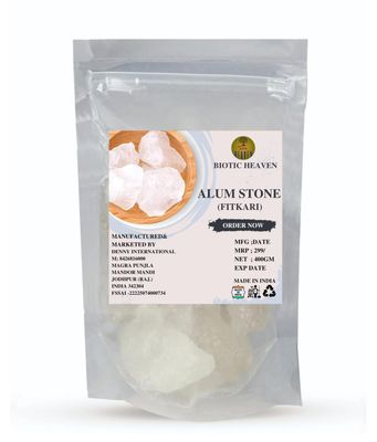 Biotic Heaven Natural Alum Stone (Phitkari), 400g, Multi-Purpose for Aftershave, Skin Care and Water Purification