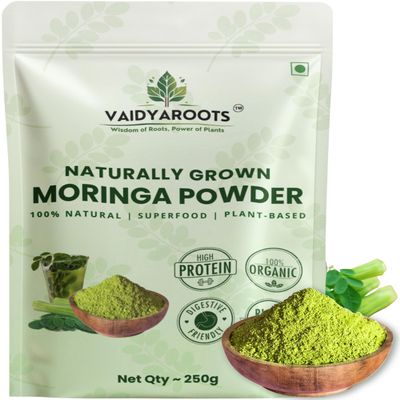 VaidyaRoots Organic Moringa Leaf Powder 250g | Sahjan, Drumstick, Murungai Leaves | Ayurvedic Superfood for Energy, Immunity & Detox | Rich in Protein, Iron, Calcium, Vitamins | Natural & Lab Tested