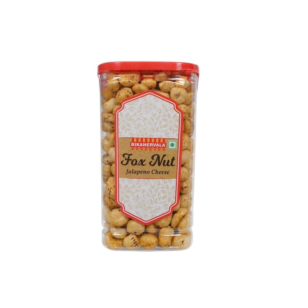 Bikanervala Fox Nut Jalapeno Cheese 80g  Spicy & Cheesy Roasted Makhana Snack | Light, Crunchy & Healthy Indian Namkeen | 100% Natural, Gluten-Free, Protein-Rich & Baked Superfood | Savory Packed Snack for Gifting, Tea-Time, Office, Travel & Daily M