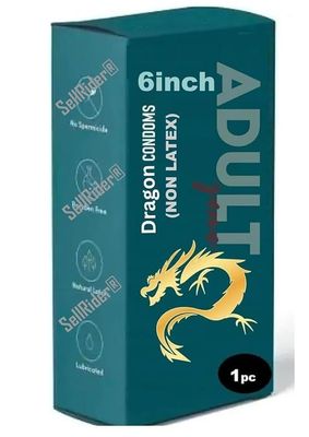 Dranit Dragon Non-Latex 6 Inch | Skin-Safe, Latex-Free, Lubricated | Soft, Stretchable, Durable | 1 Pc  Adult Hygiene Protection
