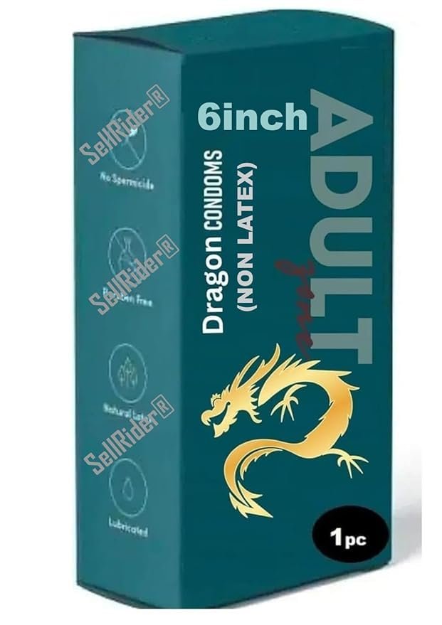 Dranit Dragon Non-Latex 6 Inch | Skin-Safe, Latex-Free, Lubricated | Soft, Stretchable, Durable | 1 Pc  Adult Hygiene Protection